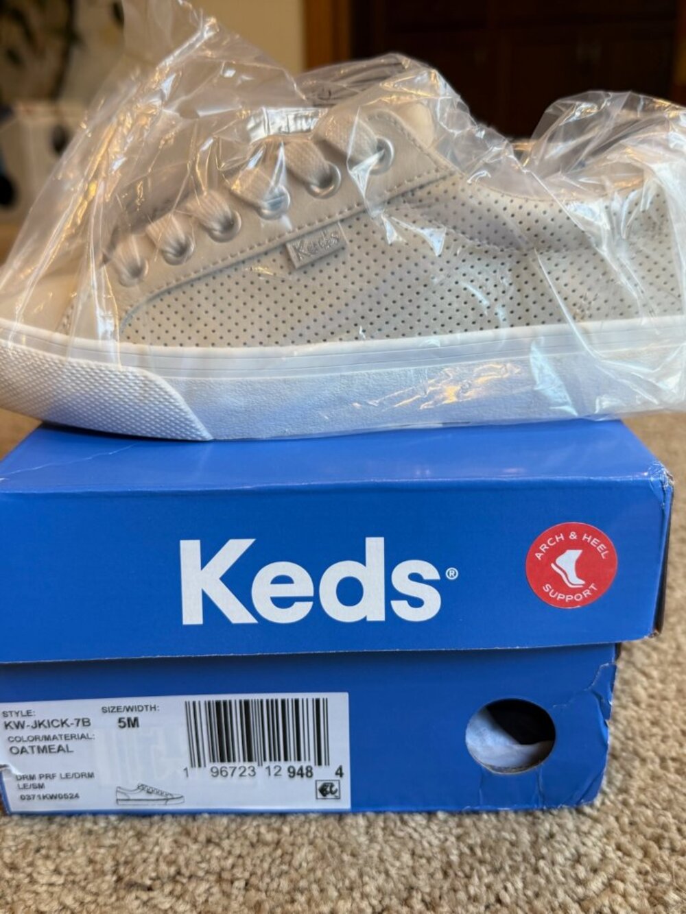 New Keds Jump Kick, Oatmeal, perforated leather, US 5